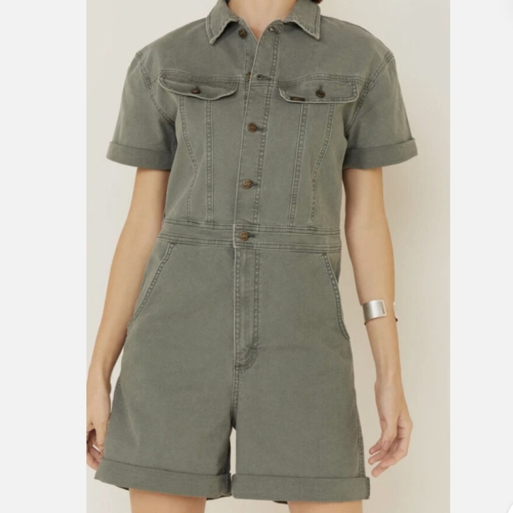 Lee Olive Green Short Sleeve Jumpsuit